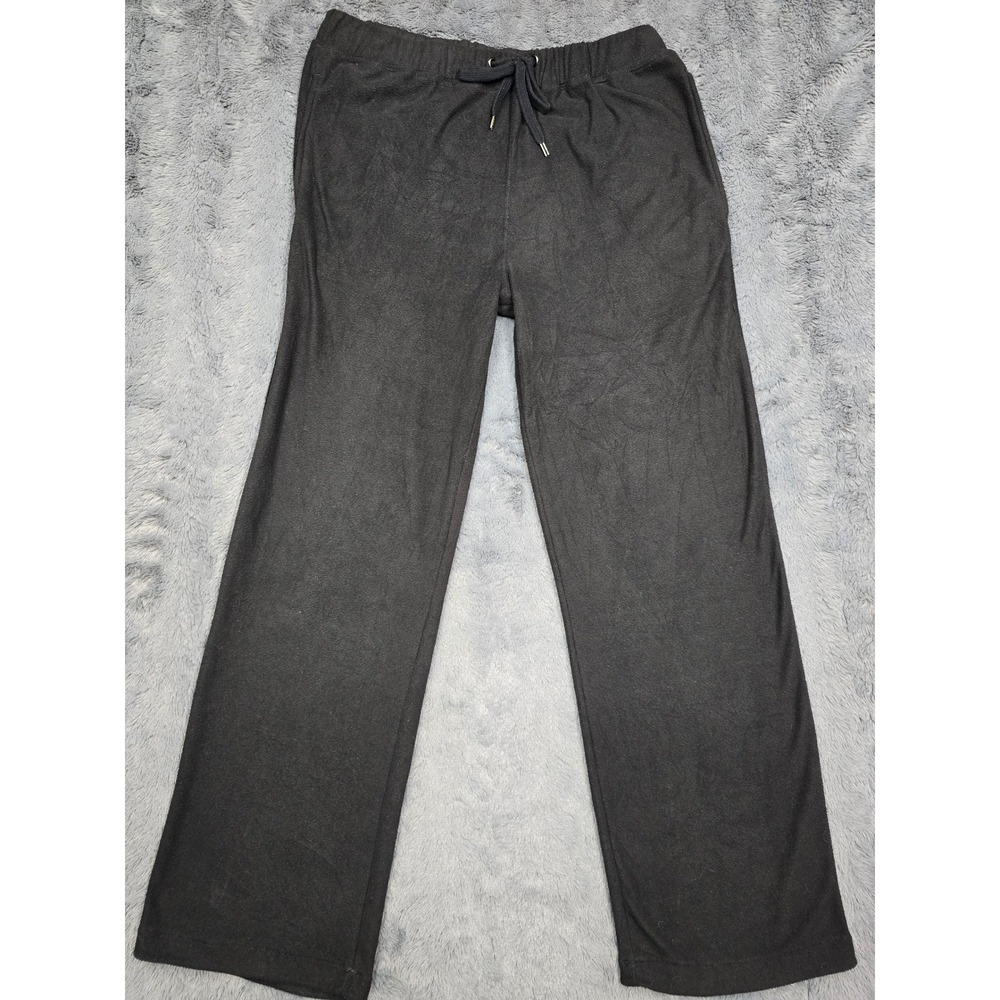 American Essentials Luxury Men Black Fleece Lounge Pants Drawstring Wide Leg M